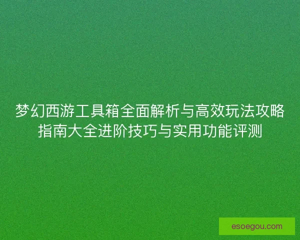 梦幻西游工具箱全面解析与高效玩法攻略指南大全进阶技巧与实用功能评测